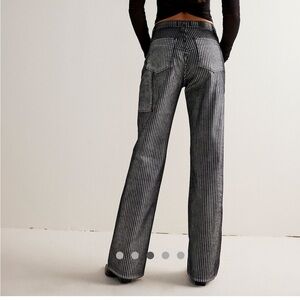 Free People Tinsley Metallic Stripe Wide Leg Jeans